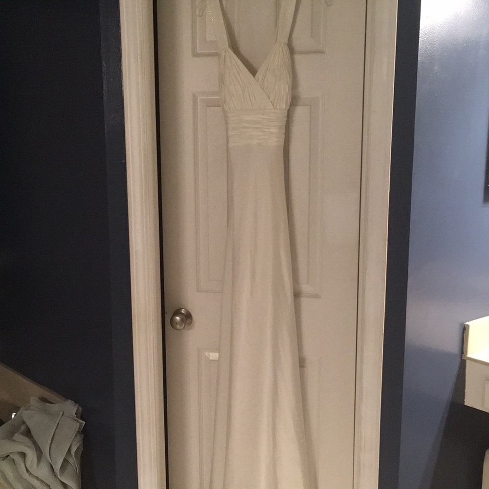 Cream colored formal Calvin Klein dress.